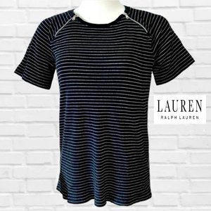 Lauren Ralph Lauren Black And Silver Short Sleeve Knit Top (1X) Like New